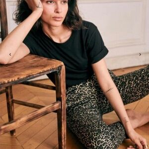 Sézane Clara Trousers in Leopard Jacquard - size 36 / US 4